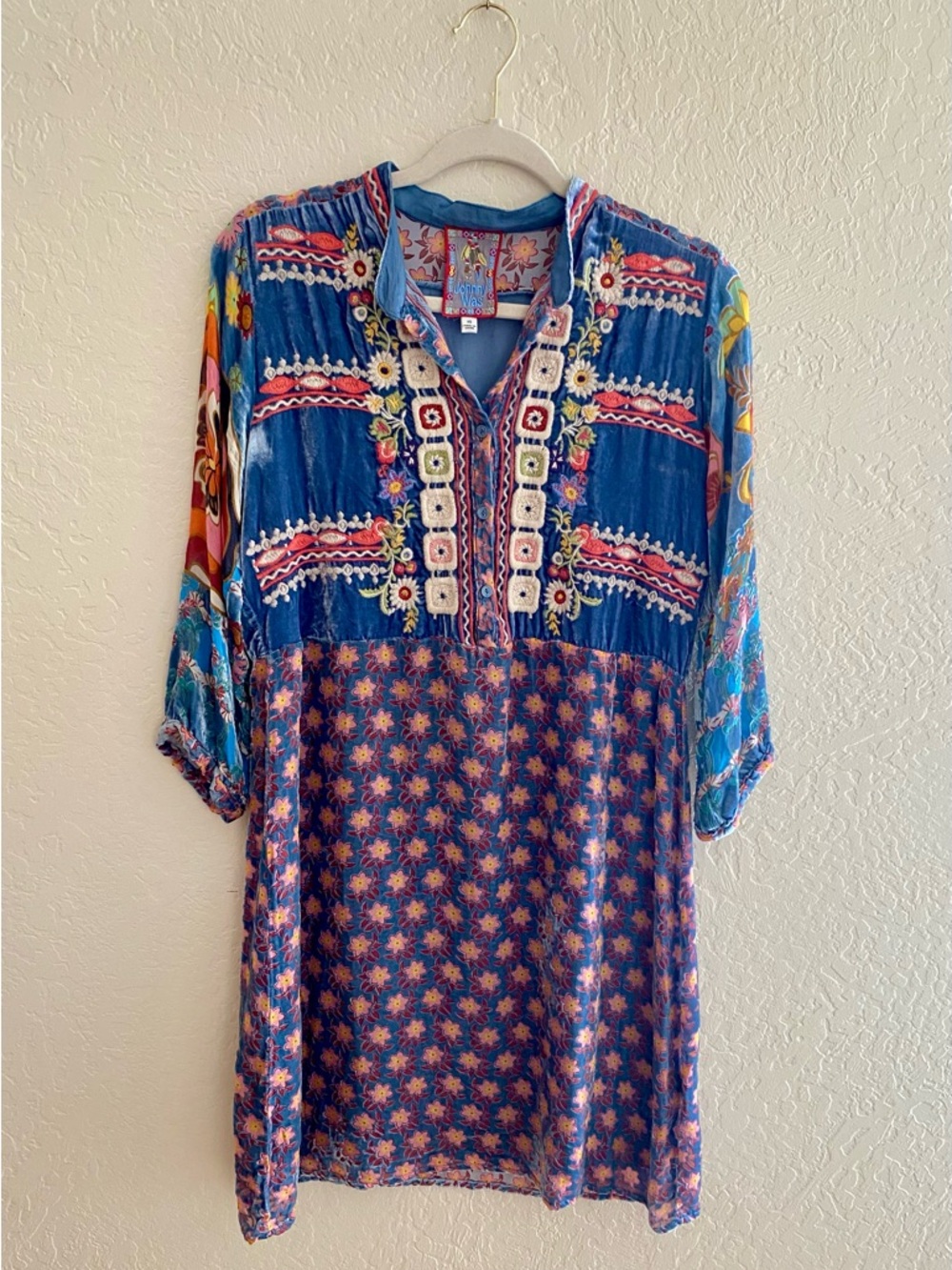 Floral Velvet Johnny Was Mid Length Sun Dress